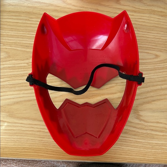 Red Power Ranger kids sized plastic mask , elastic strap - Picture 2 of 3